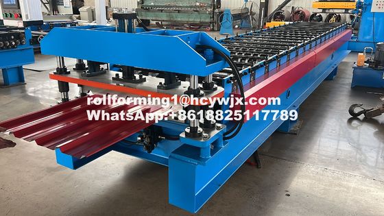 गुणवत्ता  914mm Coil Width G550 Roofing Sheet Roll Forming Machine Plc Control कारखाना