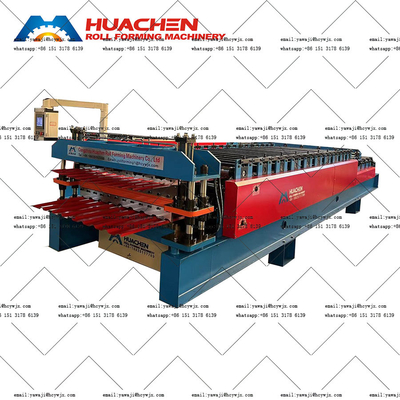 0.3-0.6mm सामग्री मोटाई डबल डेक रोल बनाने की मशीन 45 स्टील quenching और Plating के साथ