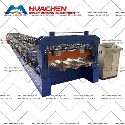 पूर्ण स्वचालित स्टील धातु मंजिल डेक रोल बनाने की मशीन के साथ 380v 50Hz 3 चरणों वोल्टेज