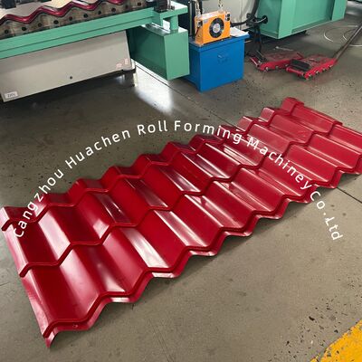 16 स्टेशनों, 4 मीटर/मिनट की गति और पीएलसी नियंत्रण के साथ पेशेवर स्वचालित धातु छत ग्लेज्ड टाइल रोल बनाने की मशीन