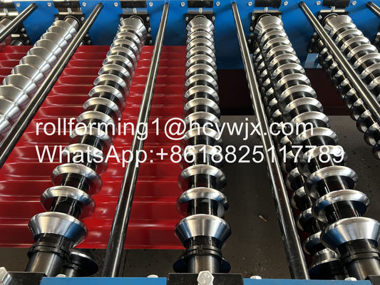 पीएलसी नियंत्रित नालीदार रोल बनाने की मशीन एच बीम बेस के साथ ओमरोन एन्कोडर हाइड्रोलिक कट