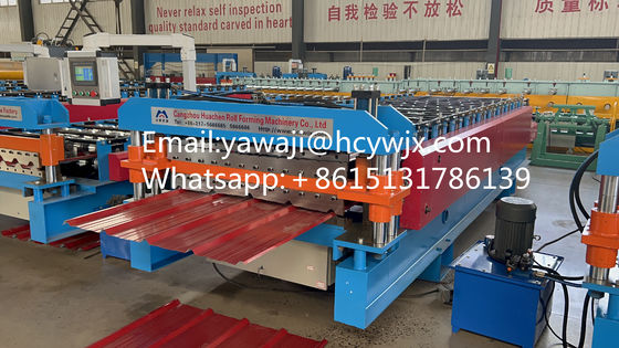 धातु डबल लेयर एचसी6/22 ट्रैपेज़ॉइड छत टाइल बनाना रोल बनाने की मशीन ऊपरी स्तर मिनी पीक