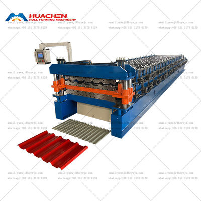 डबल लेयर बिल्डिंग मटेरियल मशीनरी नलीदार छत और ट्रेपेज़ोइडल शीट रोल बनाने की मशीन