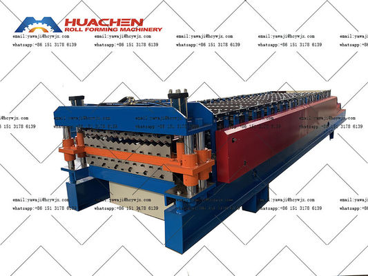 धातु टाइल प्रोफाइल के निर्माण के लिए ट्रैपेज़ोइडल डबल लेयर टाइल रोल बनाने की मशीन