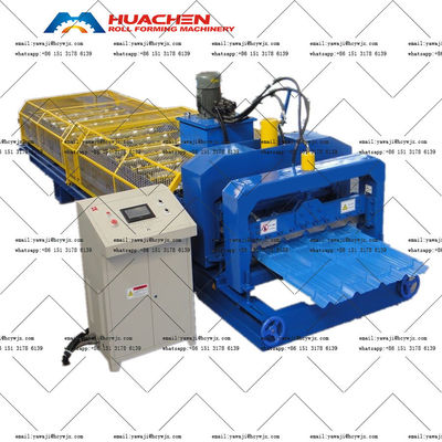 टिकाऊ चेन ड्राइव 70 मिमी शाफ्ट व्यास के साथ Trapezoidal रंग ग्लास्ड छत टाइल रोल बनाने की मशीन