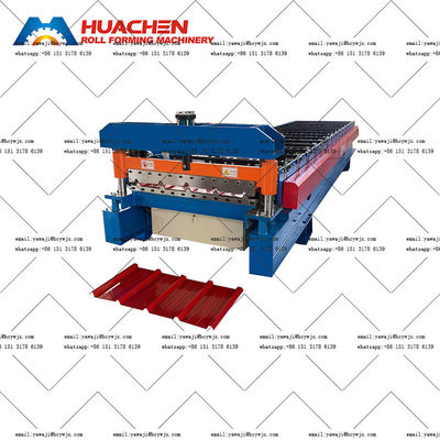 अनुकूलन योग्य 70 मिमी शाफ्ट व्यास और 380 वी 50 हर्ट्ज 3 चरणों वोल्टेज के साथ बड़े स्पैन छत रोल बनाने की मशीन