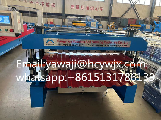 0.3-0.6mm सामग्री मोटाई डबल डेक रोल बनाने की मशीन 45 स्टील quenching और Plating के साथ