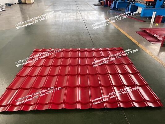 0.3-0.6 मिमी मोटाई की छत टाइलों के लिए हाइड्रोलिक कटिंग पीएलसी नियंत्रण प्रणाली के साथ डबल लेयर रोल फोर्मिंग मशीन