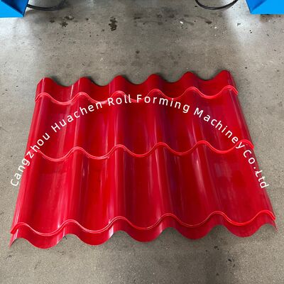कस्टम 13-22 फोर्मिंग स्टेशन धातु छत टाइल रोल फोर्मिंग मशीन रंग स्टील टाइल के लिए 380V वोल्टेज और 5.5+4KW पावर के साथ