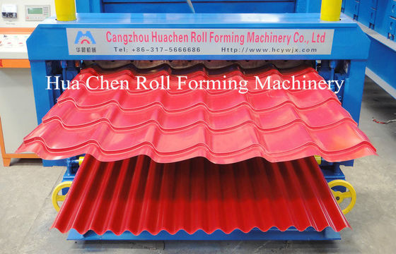 0.3-0.6 मिमी स्टील मोटाई और 1250 मिमी चौड़ाई के लिए पीएलसी नियंत्रण के साथ डबल लेयर रोल बनाने की मशीन